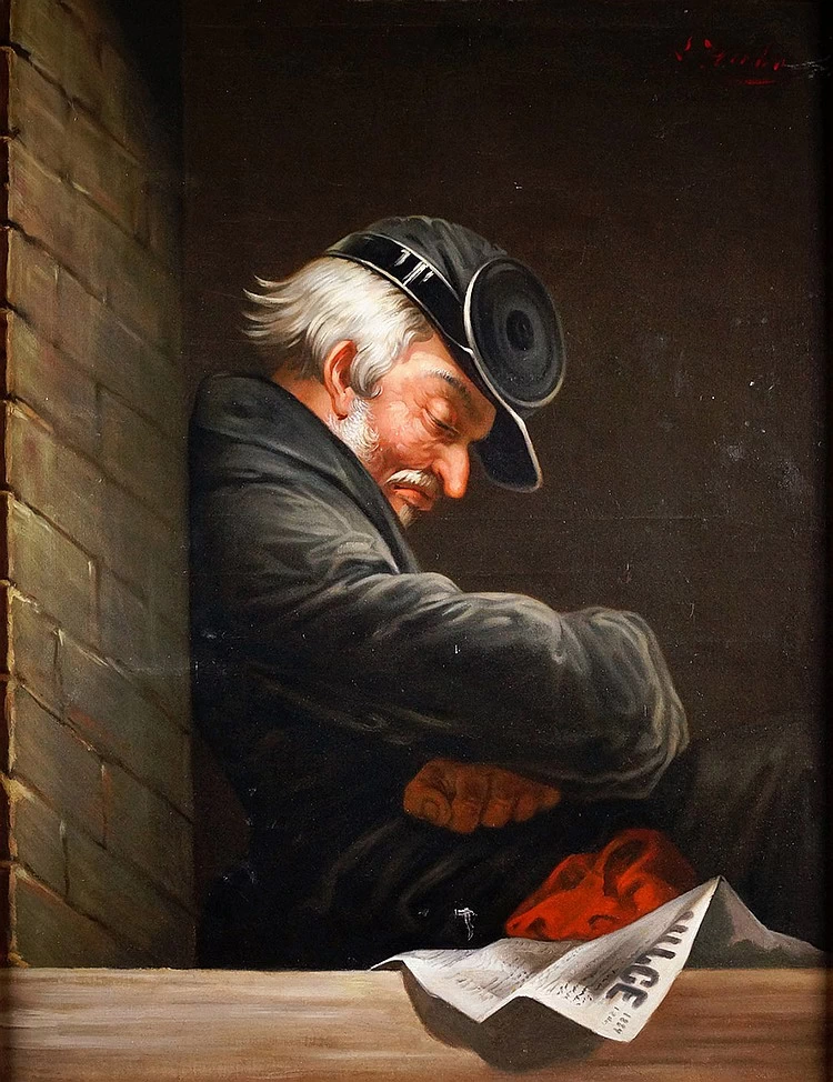 Minatore che legge il giornale, 1889